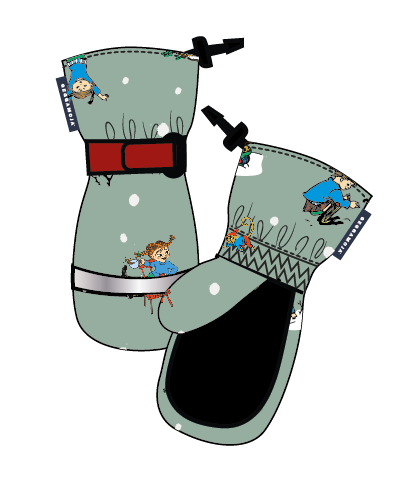 Pippi Longstocking Winter mitten Grey green