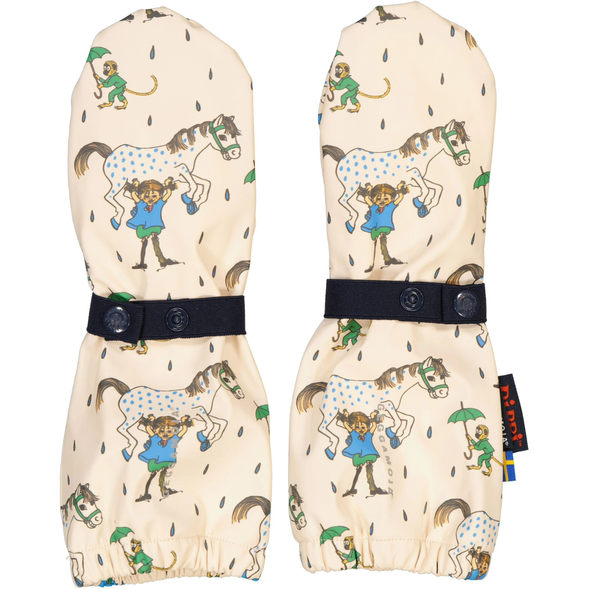 Pippi Longstocking Rain mitten Beige