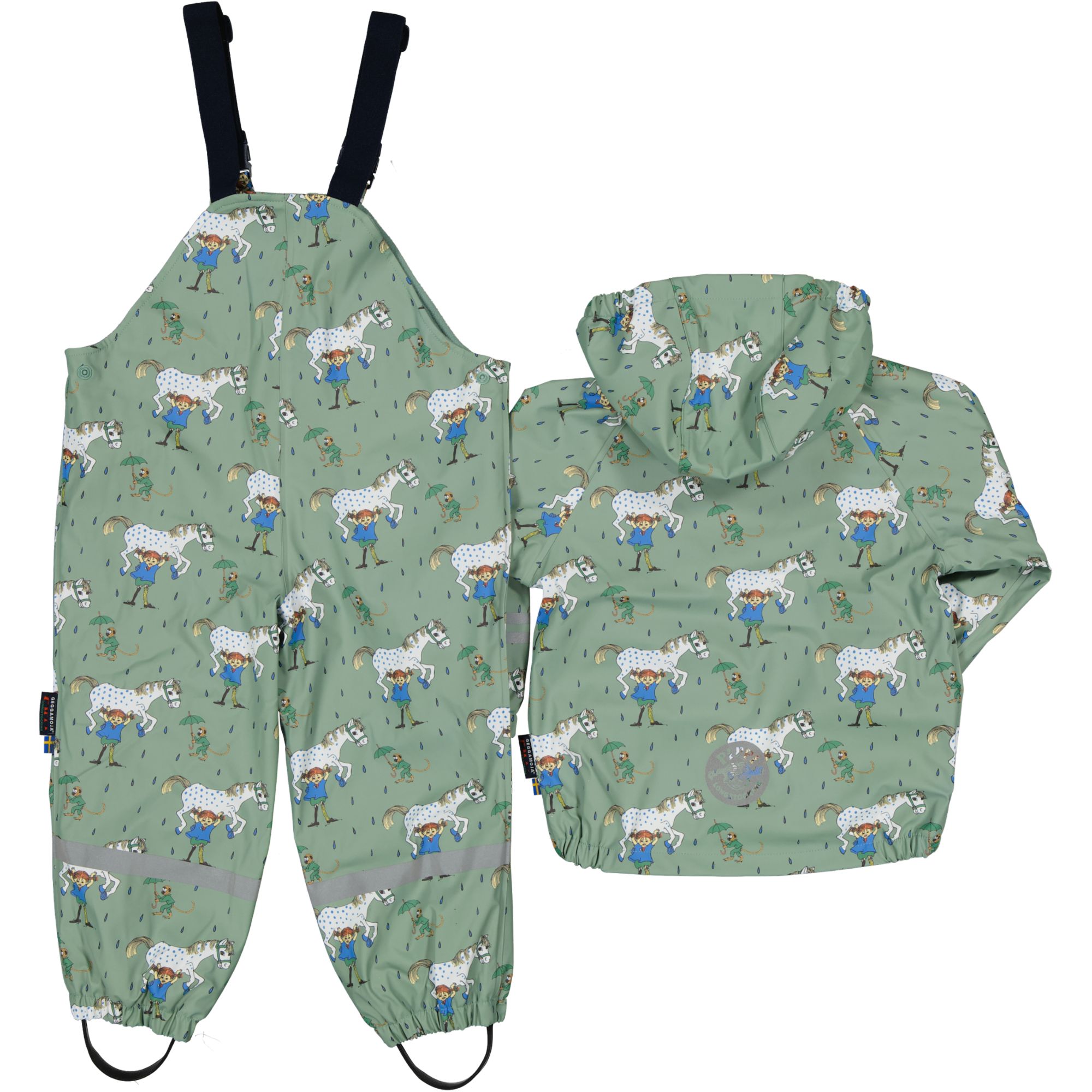 Pippi Långstrump Rain set fleece Green