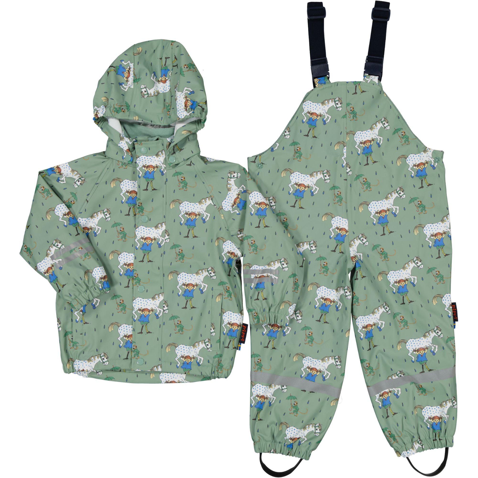 Pippi Långstrump Rain set fleece Green