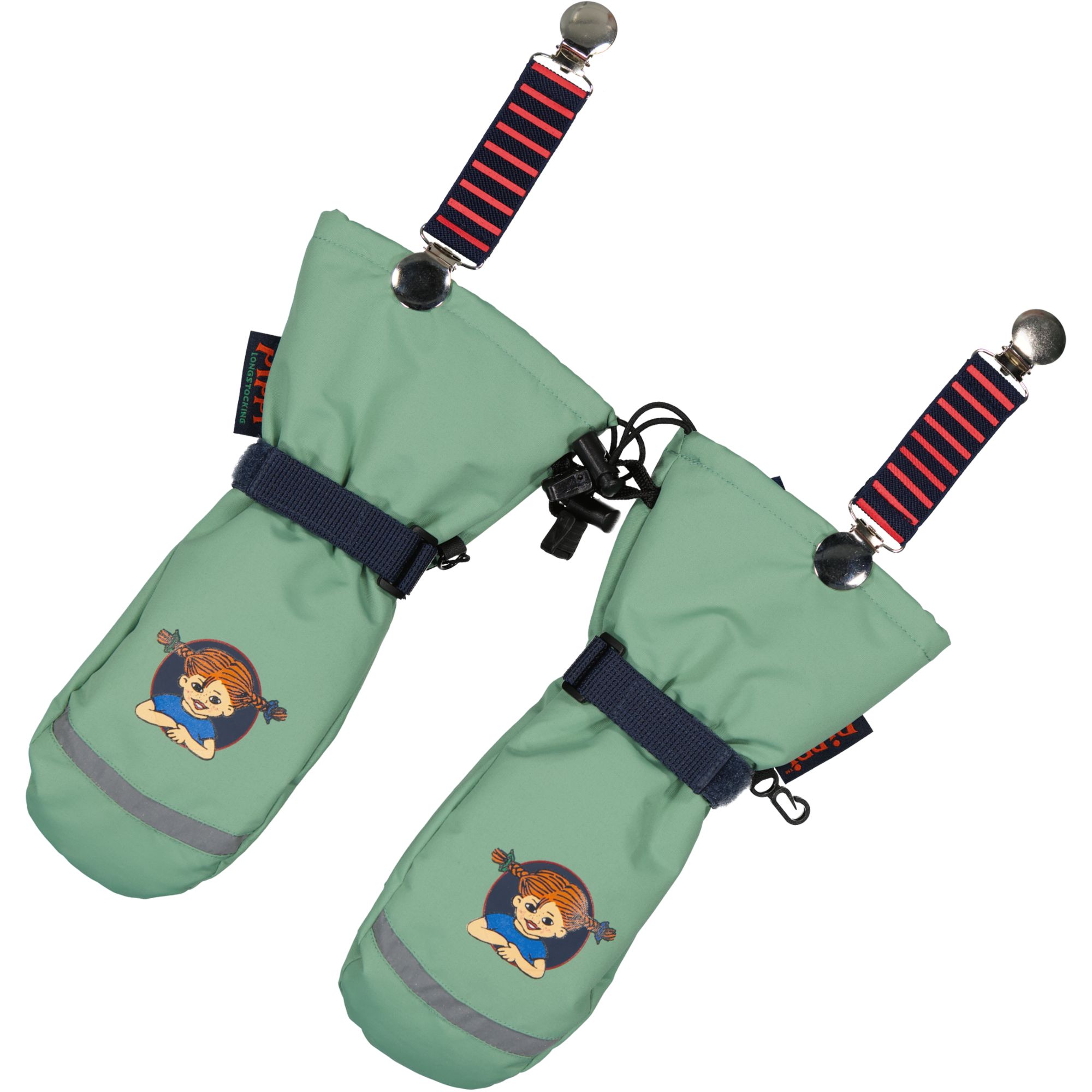Pippi Longstocking Mitten holder Red Str  One Size